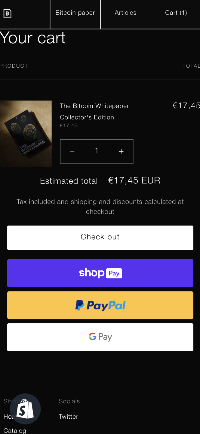 Mobile Cart page Bitcoin Paper